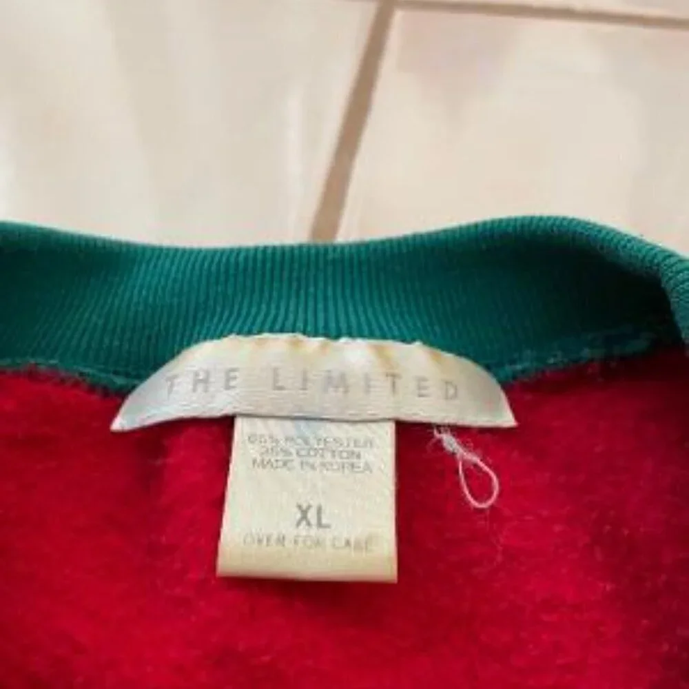 The Limited Green, Navy and Red Striped Pullover. XL. Retro